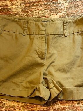 New York & Company Olive Green Cotton Blend Shorts